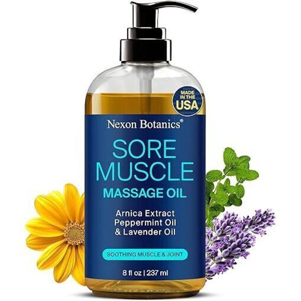 Sore Muscle Massage Oil For Massage Therapy 8 Fl Oz - Refreshing And Relaxing -